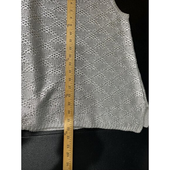 Moth Tank Top Womens M Silver Anthropologie Sana Open Sweater Knit Metallic Foil - Picture 7 of 7